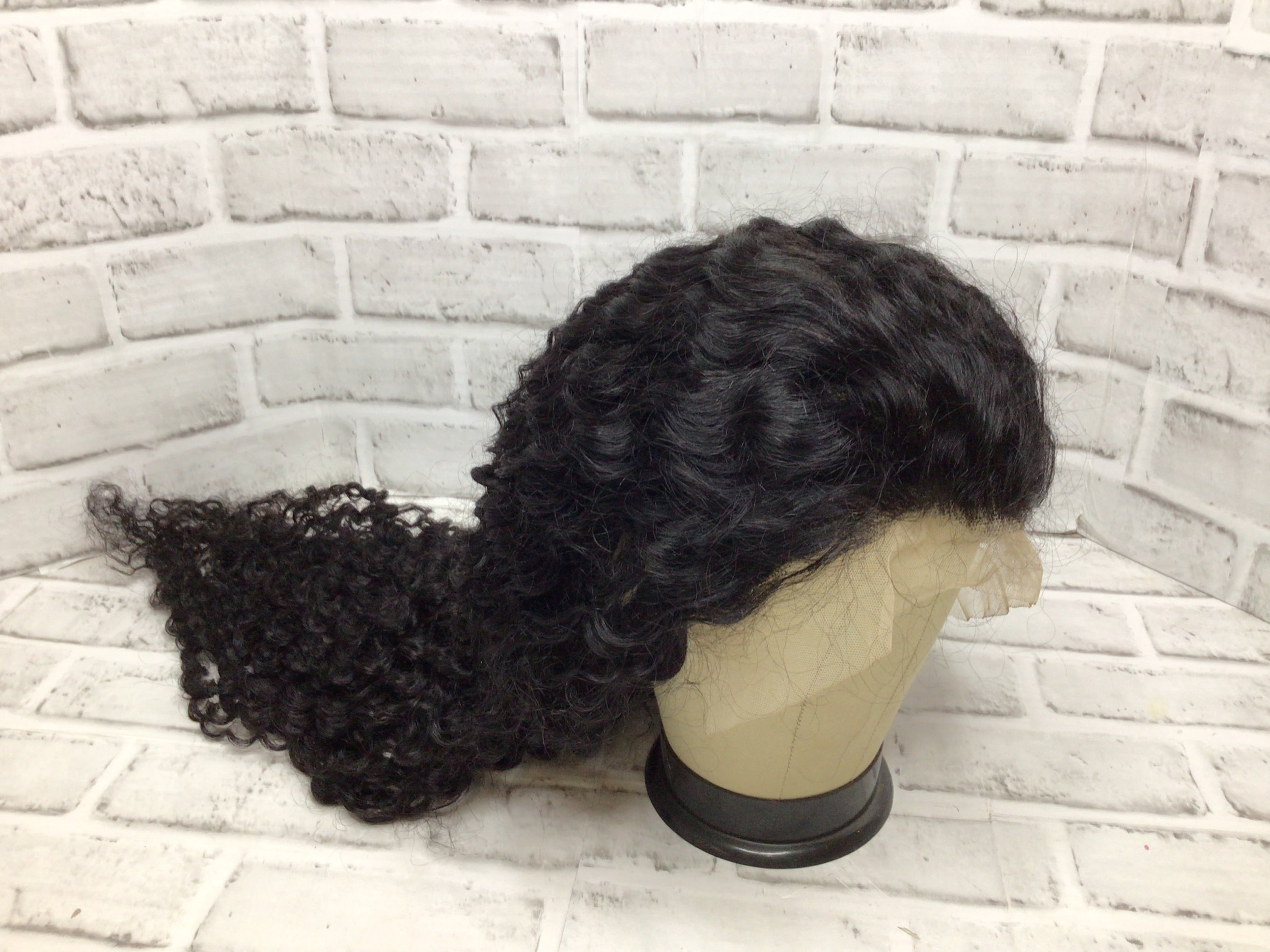 30 Inch Frontal Lace Wig Black Curly Wavy Long Real Human Hair **OPEN BOX** (8151720362222)